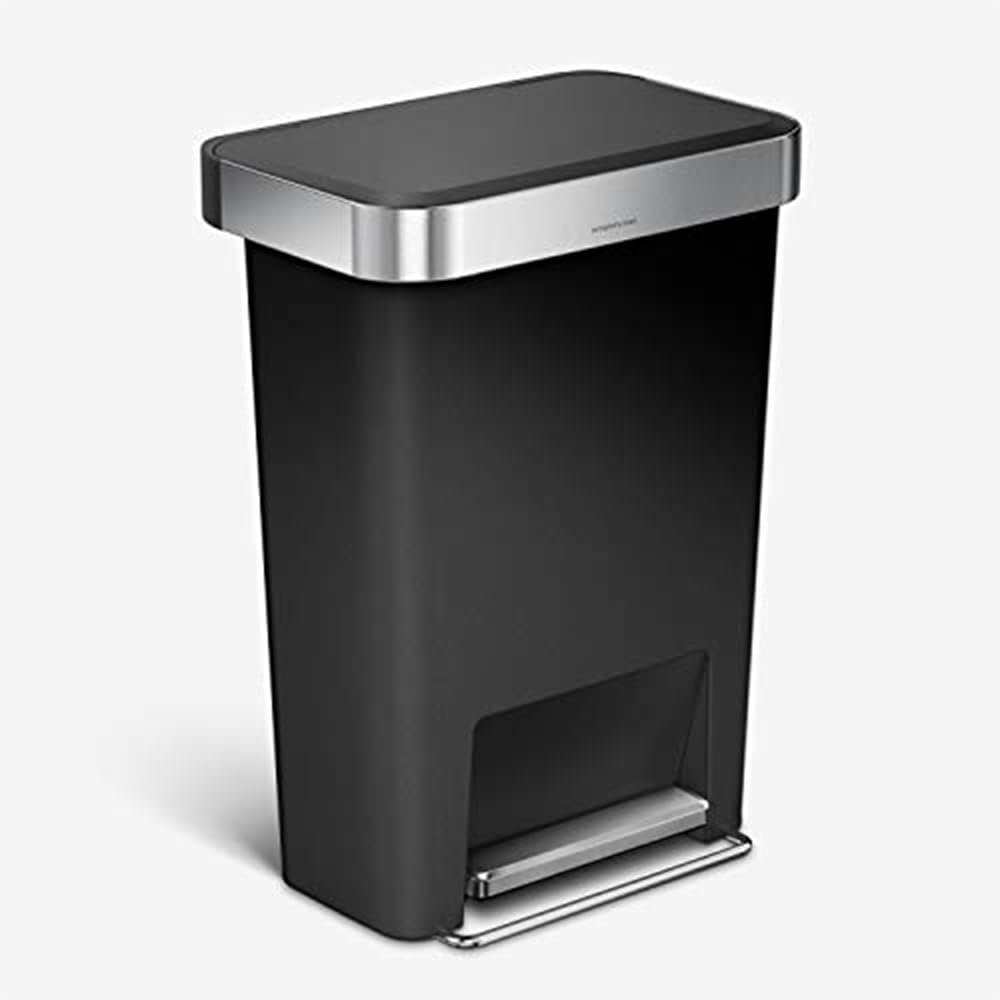 Simplehuman 45 Liter / 12 Gallon Rectangular Kitchen Step Trash Can with Soft-Close Lid, Plastic